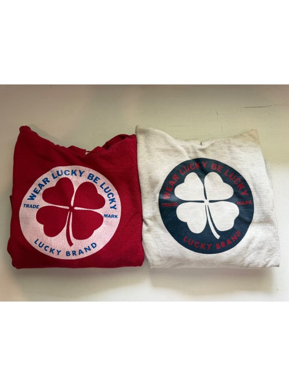 LOT: Lucky Brand Youth Hoodies Sz L Red/Gray Logo Spell-Out Retro Streetwear